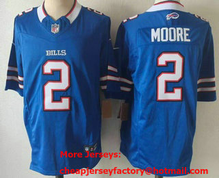 Men's Buffalo Bills #2 DJ Moore Blue Limited Blue FUSE Vapor Jersey