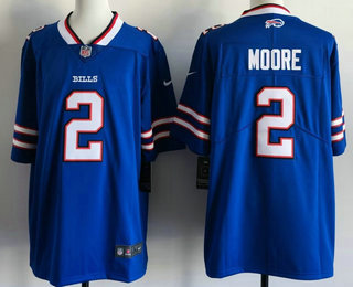 Men's Buffalo Bills #2 DJ Moore Limited Blue Vapor Jersey