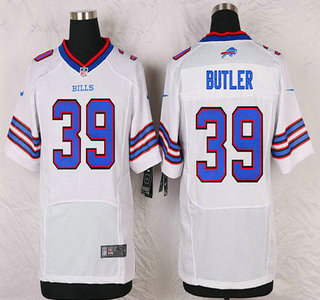 Men's Buffalo Bills #39 Mario Butler White Road NFL Nike Elite Jersey