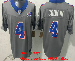 Men's Buffalo Bills #4 James Cook III Limited Grey FUSE Vapor Jersey