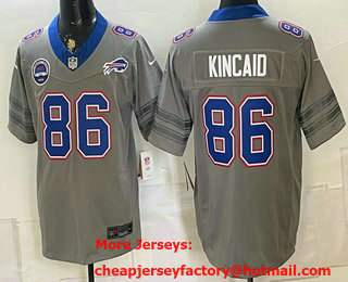Men's Buffalo Bills #86 Dalton Kincaid Limited Grey With Patch FUSE Vapor Jersey