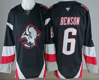 Men's Buffalo Sabres #6 Zach Benson Black Authentic Jersey
