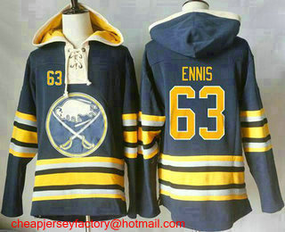 Men's Buffalo Sabres #63 Tyler Ennis Navy Blue Sawyer Hooded Sweatshirt Stitched NHL Jersey