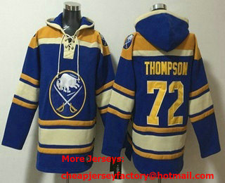 Men's Buffalo Sabres #72 Tage Thompson Blue Ageless Must Have Lace Up Pullover Hoodie