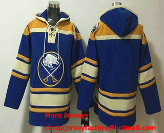 Men's Buffalo Sabres Blank Blue Ageless Must Have Lace Up Pullover Hoodie