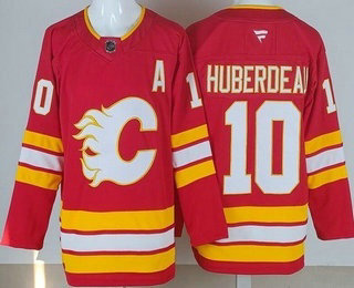 Men's Calgary Flames #10 Jonathan Huberdeau Red Authentic Jersey