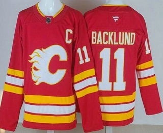 Men's Calgary Flames #11 Mikael Backlund Red Authentic Jersey