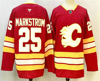 Men's Calgary Flames #25 Jacob Markstrom Red Authentic Jersey