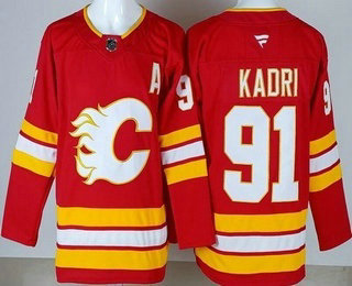 Men's Calgary Flames #91 Nazem Kadri Red Authentic Jersey