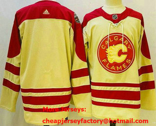 Men's Calgary Flames Blank Cream 2023 Heritage Classic Stitched Jersey