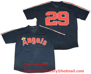 Men's California Angels #29 Rod Carew Navy Blue No Name Mesh Batting Practice 1984 Throwback Jersey By Mitchell & Ness