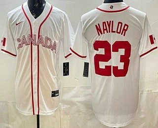 Men's Canada #23 Bo Naylor White 2026 World Baseball Classic Stadium Jersey