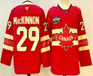 Men's Canada #29 Nathan MacKinnon Red 2025 4 Nations Face Off Authentic Jersey