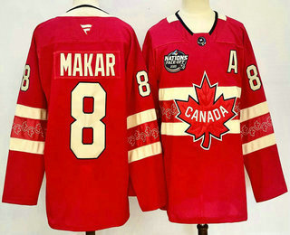 Men's Canada Hockey #7 Cale Makar Red 2025 4 Nations Face Off Authentic Jersey