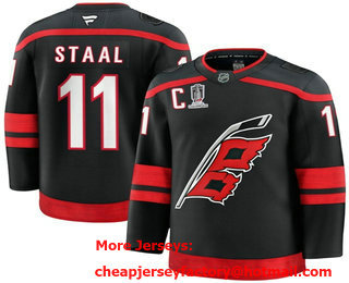 Men's Carolina Hurricanes #11 Jordan Staal Black 2026 Stanley Cup Champions And C Patch Stitched Jersey