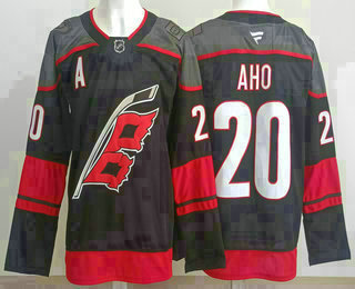 Men's Carolina Hurricanes #20 Sebastian Aho Black Authentic Jersey