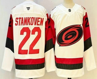 Men's Carolina Hurricanes #22 Logan Stankoven White Authentic Jersey