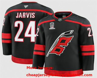 Men's Carolina Hurricanes #24 Seth Jarvis Black 2026 Stanley Cup Champions Stitched Jersey