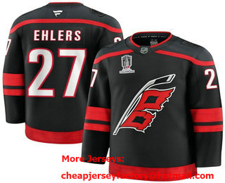 Men's Carolina Hurricanes #27 Nikolaj Ehlers Black 2026 Stanley Cup Champions Stitched Jersey