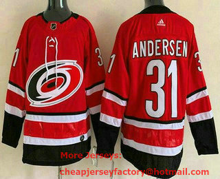 Men's Carolina Hurricanes #31 Frederik Andersen Red Stitched NHL Jersey