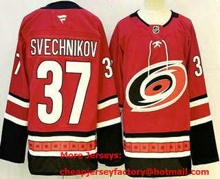 Men's Carolina Hurricanes #37 Andrei Svechnikov Red Authentic Jersey