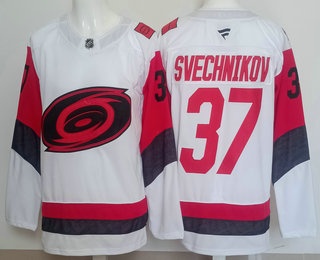 Men's Carolina Hurricanes #37 Andrei Svechnikov White Authentic Jersey