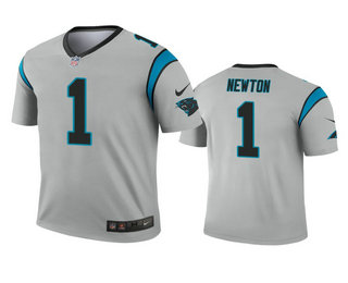 Men's Carolina Panthers #1 Cam Newton Silver Inverted Legend Jersey