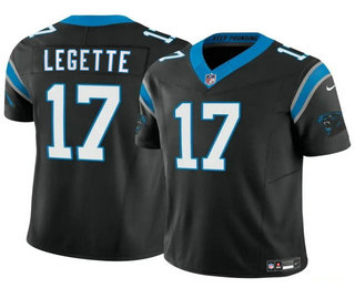 Men's Carolina Panthers #17 Xavier Legette Black 2024 FUSE Vapor Limited Stitched Football Jersey