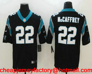 Men's Carolina Panthers #22 Christian McCaffrey Black 2017 Vapor Untouchable Stitched NFL Nike Limited Jersey