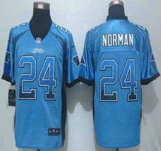 Men's Carolina Panthers #24 Josh Norman Nike Drift Fashion Blue Elite Jersey