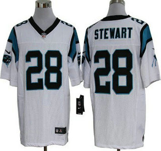 Men's Carolina Panthers #28 Jonathan Stewart White Road NFL Nike Elite Jersey