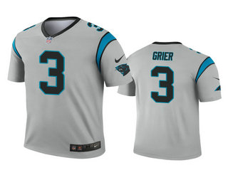 Men's Carolina Panthers #3 Will Grier Silver Inverted Legend Jersey