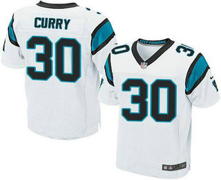 Men's Carolina Panthers #30 Stephen Curry White Road NFL Nike Elite Jersey