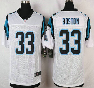 Men's Carolina Panthers #33 Tre Boston White Road NFL Nike Elite Jersey