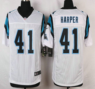Men's Carolina Panthers #41 Roman Harper White Road NFL Nike Elite Jersey