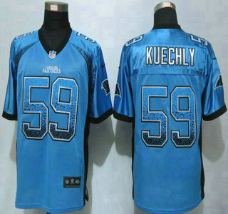 Men's Carolina Panthers #59 Luke Kuechly Nike Drift Fashion Blue Elite Jersey
