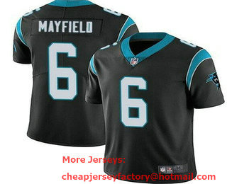 Men's Carolina Panthers #6 Baker Mayfield Limited Black Vapor Jersey