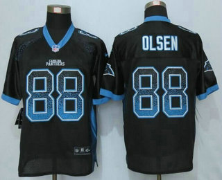 Men's Carolina Panthers #88 Greg Olsen Drift Fashion Black Elite Jersey