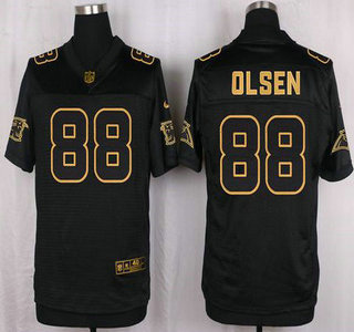 Men's Carolina Panthers #88 Greg Olsen 2016 Pro Line Black Gold Collection Jersey