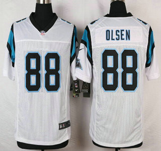 Men's Carolina Panthers #88 Greg Olsen White Road NFL Nike Elite Jersey