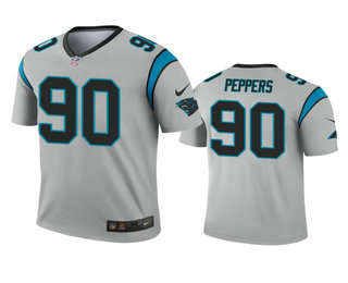 Men's Carolina Panthers #90 Julius Peppers Silver Inverted Legend Jersey