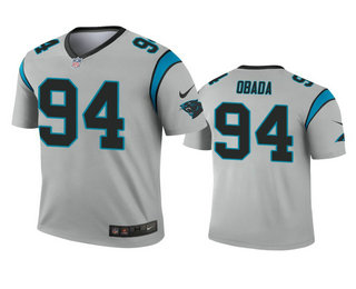 Men's Carolina Panthers #94 Efe Obada Silver Inverted Legend Jersey