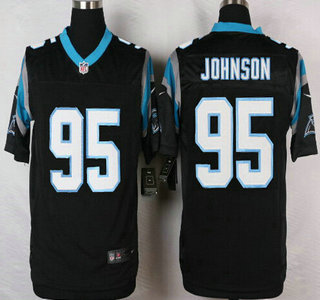 Men's Carolina Panthers #95 Charles Johnson Black Team Color NFL Nike Elite Jersey