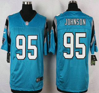 Men's Carolina Panthers #95 Charles Johnson Light Blue Alternate NFL Nike Elite Jersey