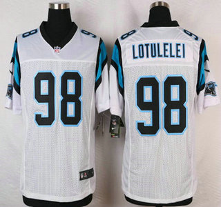 Men's Carolina Panthers #98 Star Lotulelei White Road NFL Nike Elite Jersey
