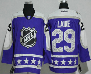 Men's Central Division Winnipeg Jets #29 Patrik Laine Reebok Purple 2017 NHL All-Star Stitched Ice Hockey Jersey