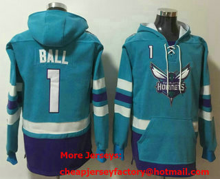 Men's Charlotte Hornets #1 Lamelo Ball NEW Blue Pocket Stitched NBA Pullover Hoodie