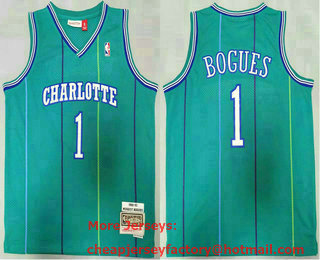 Men's Charlotte Hornets #1 Tyrone Bogues 1992-93 Green Hardwood Classics Soul Swingman Throwback Jersey