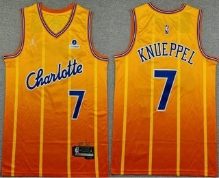 Men's Charlotte Hornets #7 Kon Knueppel Yellow 2025 City Sponsor Swingman Jersey