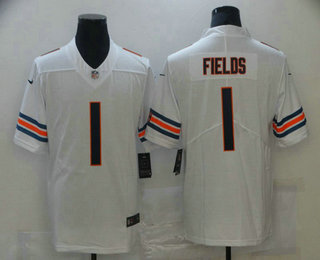 Men's Chicago Bears #1 Justin Fields White 2021 Vapor Untouchable Stitched NFL Nike Limited Jersey